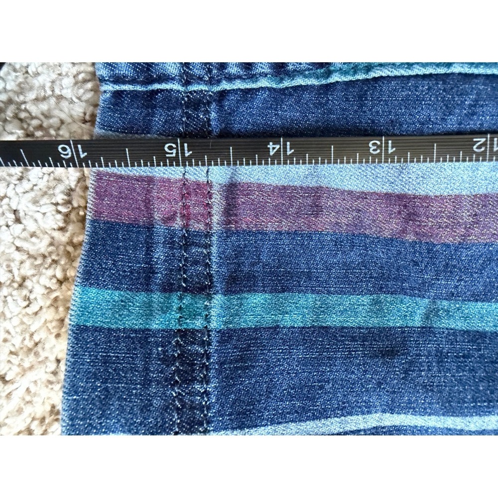 Free People Striped Denim Mini Skirt Blue Multi Color Vertical Stripe Size 8 - Picture 8 of 8